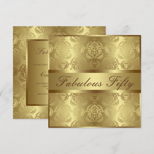Glam Gold Damask Elegant Fabulous 50 Kaart (Voorkant / Achterkant)