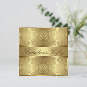 Glam Gold Damask Elegant Fabulous 50 Kaart (Staand voorkant)