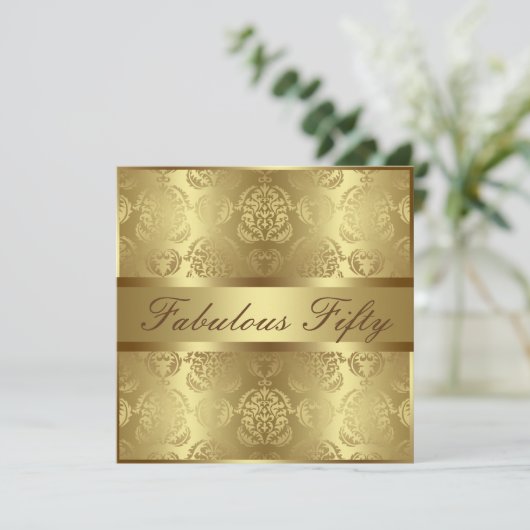 Glam Gold Damask Elegant Fabulous 50 Kaart (Staand voorkant)