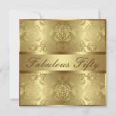 Glam Gold Damask Elegant Fabulous 50 Kaart (Voorkant)