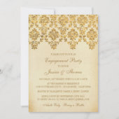Glam Gold Damask Engagement Party Kaart (Voorkant)