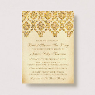  Glam Gold Damask Vrijgezellenfeest Kaart