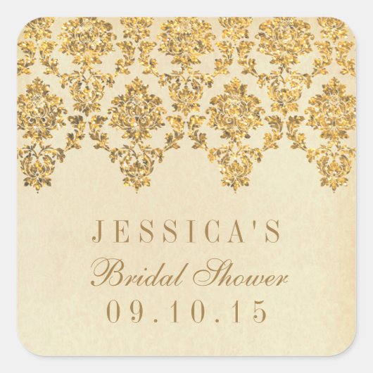  Glam Gold Damask Vrijgezellenfeest Stickers (Voorkant)