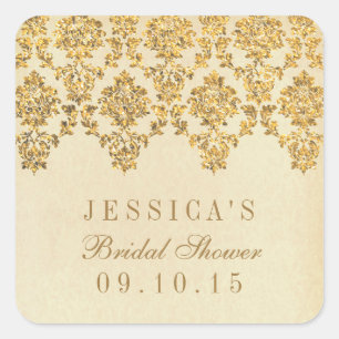  Glam Gold Damask Vrijgezellenfeest Stickers
