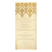  Glam Gold Damask Wedding Memu Reclamekaart (Voorkant)