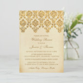  Glam Gold Damask Wedding Shower Kaart (Staand voorkant)