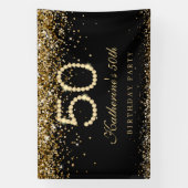 Glam Gold Diamonds 50th Birthday Party Spandoek (Verticaal)