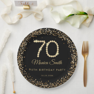 Glam Gold Diamonds 70e Verjaardagsfeest Papieren B Bordje