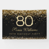Glam Gold Diamonds 80ste Verjaardagsfeest Spandoek (Horizontaal)