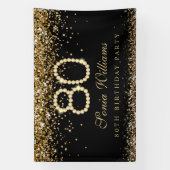 Glam Gold Diamonds 80ste Verjaardagsfeest Spandoek (Verticaal)