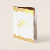 Glam Gold Drips 50 & Fab Birthday Party Real Invit Folie Kaarten (Voorkant)