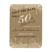 Glam Gold Drips 50 & Fab Birthday Save the Date Magneet (Verticaal)