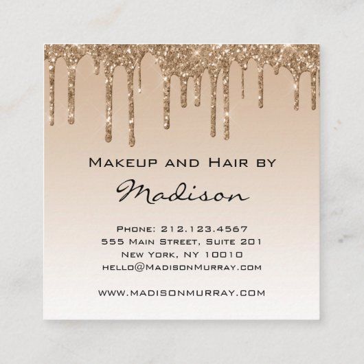 Glam Gold Driving Glitter Drift maakt artiest Vierkante Visitekaartje (Achterkant)