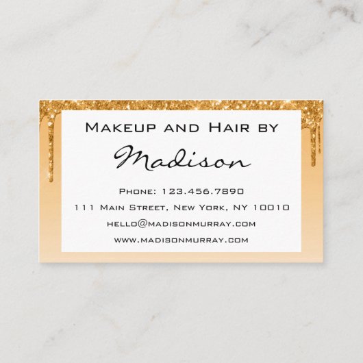 Glam Gold Driving Glitter Drift maakt artiest Visitekaartje (Achterkant)