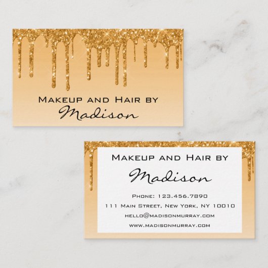 Glam Gold Driving Glitter Drift maakt artiest Visitekaartje (Voorkant / Achterkant)