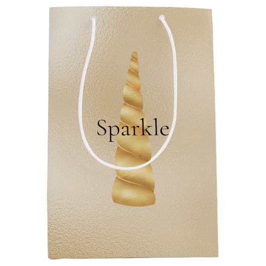 Glam Gold Eenhoorn Verjaardag Medium Cadeauzakje (Voorkant)