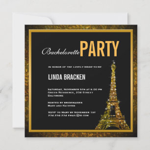Glam Gold Eiffel Tower Bachelorette Kaart