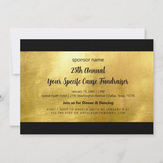 Glam Gold en Black Elegant inzamelingsactie Kaart (Voorkant)