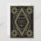 Glam Gold en Black Great Gatsby sparen de datum Save The Date (Voorkant)