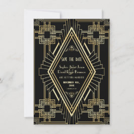Glam Gold en Black Great Gatsby sparen de datum Save The Date