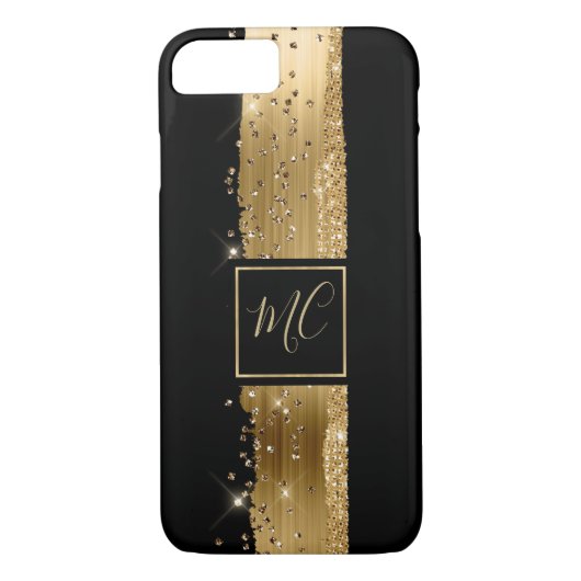 Glam Gold en Black Monogrammed iPhone 8 Hoesje (Achterkant)