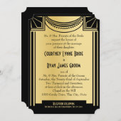  Glam Gold en Black Wedding Kaart (Voorkant / Achterkant)