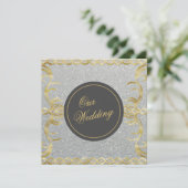Glam Gold en Silver Wedding Invitation Kaart (Staand voorkant)