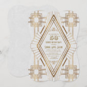 Glam Gold en White Great Gatsby 50-jarig feest Kaart (Voorkant / Achterkant)