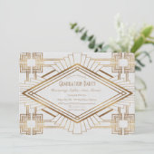 Glam Gold en White Great Gatsby Graduation Party Kaart (Staand voorkant)