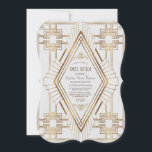 Glam Gold en White Great Gatsby Sweet 16 Kaart<br><div class="desc">Elegant,   kaartontwerp met een faux goudverfijnde kunstdecostijl,  royal fleur-de-lis versieringen op een witte getextureerde achtergrond. Het gebruik past hulpmiddel aan om uw info toe te voegen. Ga voor overeenkomende objecten naar mijn Romantic Gold- en White Great Gatsby-Collectie.</div>