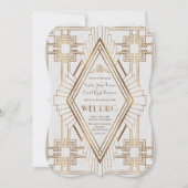 Glam Gold en White Great Gatsby Wedding Kaart (Voorkant)