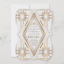 Glam Gold en White Great Gatsby Wedding Kaart