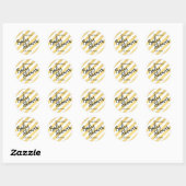 Glam Gold en White Stripes Baby shower Ronde Sticker (Vel)