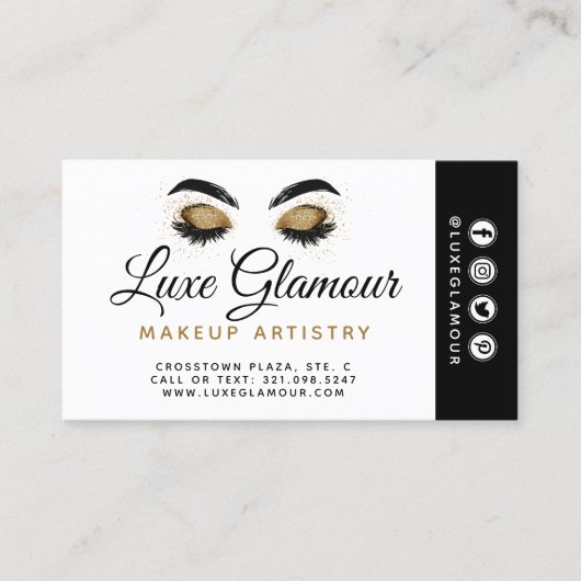Glam Gold Eye Lashes Brow Beauty Bar Afspraak Visitekaartje (Voorkant)