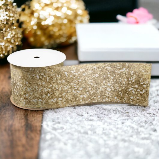 Glam Gold Faux Glitter Look Satijn Satijnen Lint