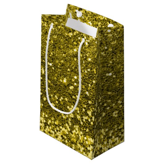 Glam Gold Faux Glitter Print Sparkles Klein Cadeauzakje (Voorkant Gekanteld)