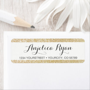 Glam Gold Faux Glitter Stripe Return Address Label