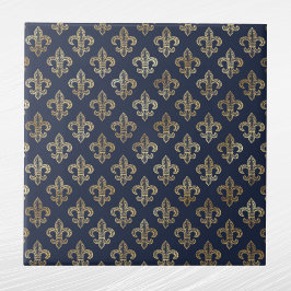 Glam Gold Fleur de Lis Navy Blauw Tegeltje