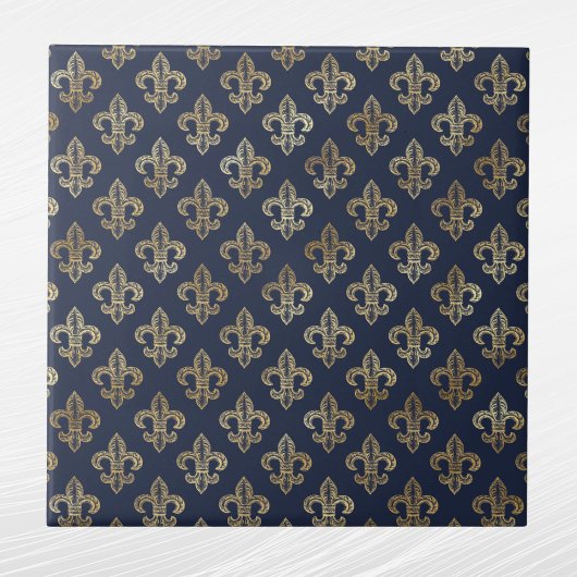 Glam Gold Fleur de Lis Navy Blauw Tegeltje
