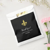 Glam Gold Fleur de Lis voor bruiloft op zwart Bedankzakje (Gezegeld)