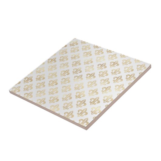Glam Gold Fleur de Lis White Tegeltje (Zijkant)