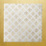 Glam Gold Fleur de Lis White Tegeltje<br><div class="desc">Witte tegel met gouden fleur de lis.</div>