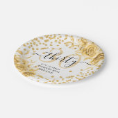 Glam Gold Floral Glitter 30e verjaardag Script Papieren Bordje (Gekanteld)
