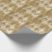 Glam Gold Floral Glitter Merry Kerstscript Cadeaupapier (Hoek)