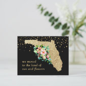 Glam Gold Florida Kaart Bloemen Bewegen (Staand voorkant)