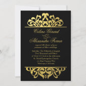 Glam Gold Foil Bloeiende bruiloft | zwartgoud Kaart (Voorkant)
