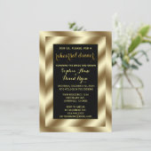 Glam Gold Foil en Black Rehearsal Dinner Invite Kaart (Staand voorkant)