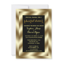 Glam Gold Foil en Black Rehearsal Dinner Invite