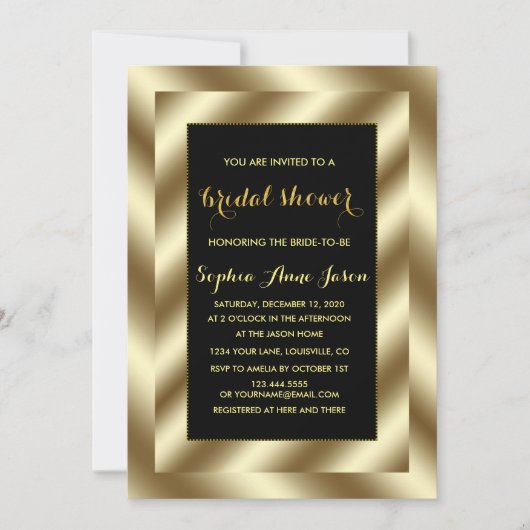 Glam Gold Foil en Black Vrijgezellenfeest Uitnodig Kaart (Voorkant)