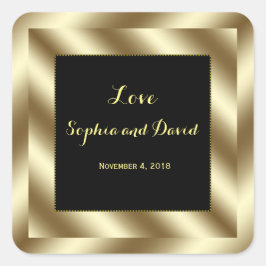 Glam Gold Foil en Black Wedding Custom Vierkante Sticker